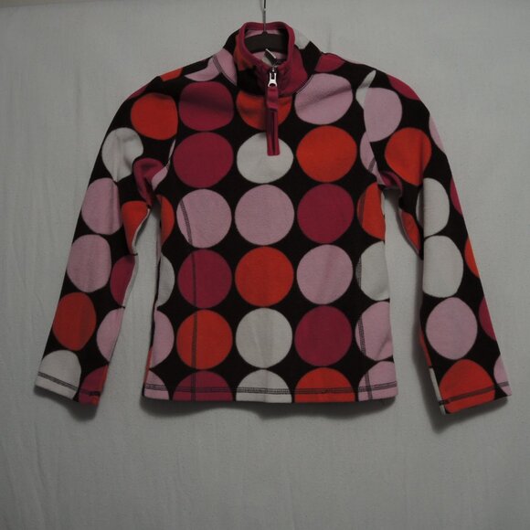 4/$25 Girl Bundle 2 Fleece 1/4 Zip Jackets Gray Leopard Large Colorful Dots Sz M - Picture 2 of 12